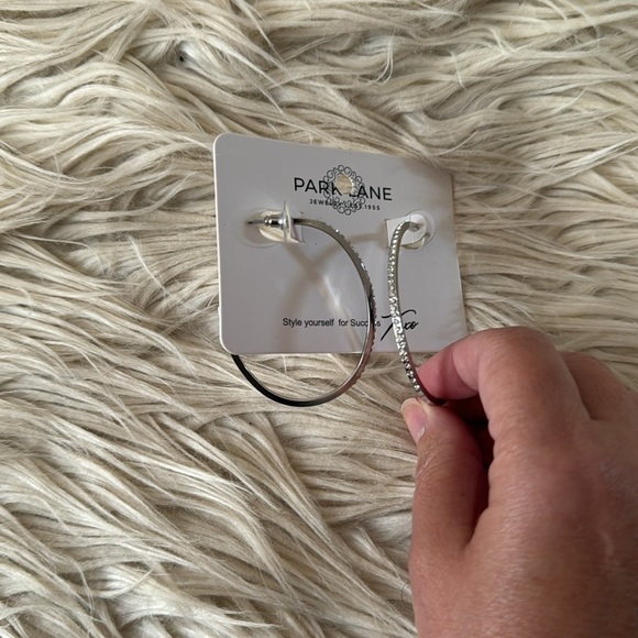New Park Lane silver hoop with rhinestone earrings - Picture 4 of 5